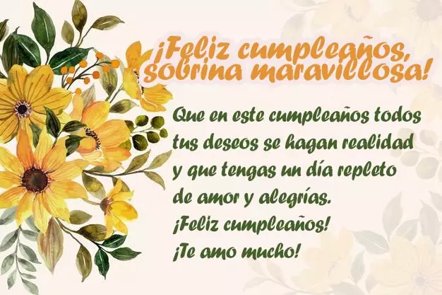 Felicidades y muchos años de vida, querida sobrina